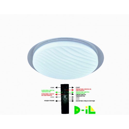 48W LED плафон /WAVE RING/ с Дистанционно Управление 3000-6000К - Кликнете на изображението, за да го затворите